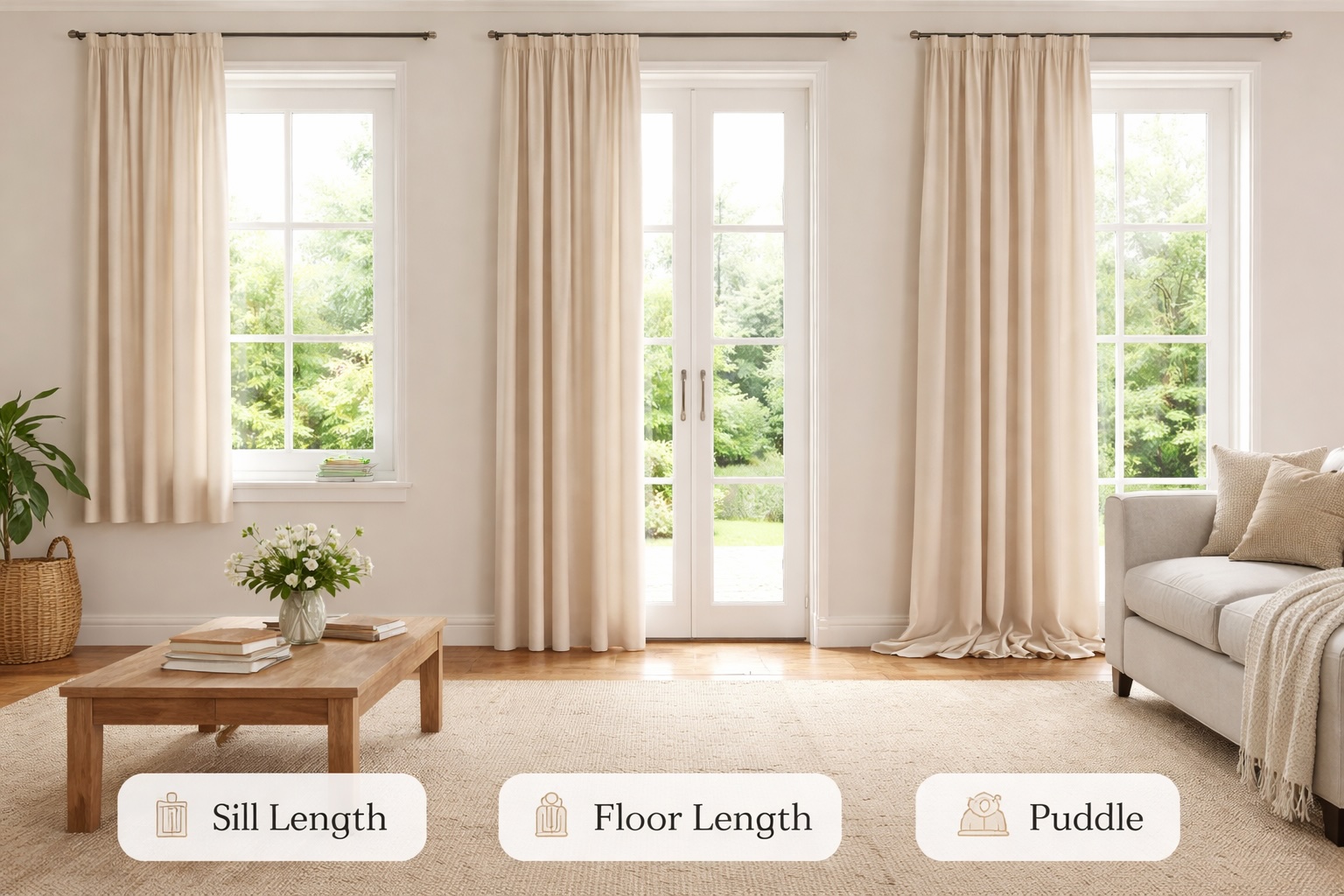 How Long Should Curtains Be? Floor, Sill or Puddle | DotcomBlinds