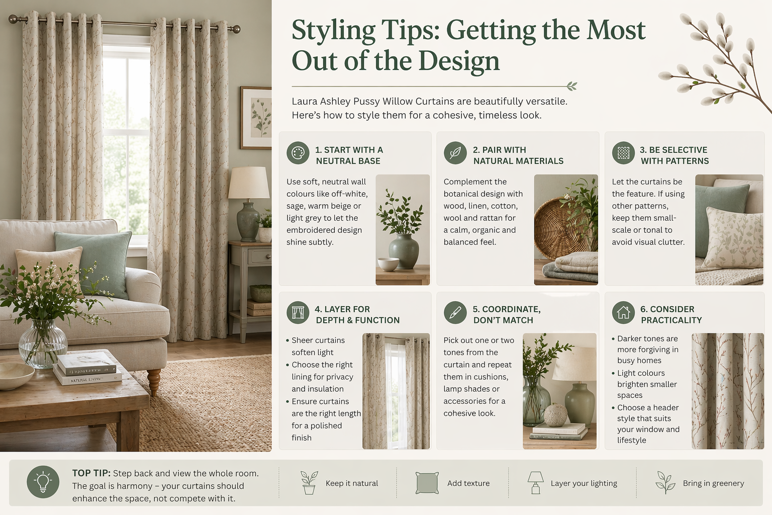Laura Ashley Pussy Willow Curtains Styling Tips