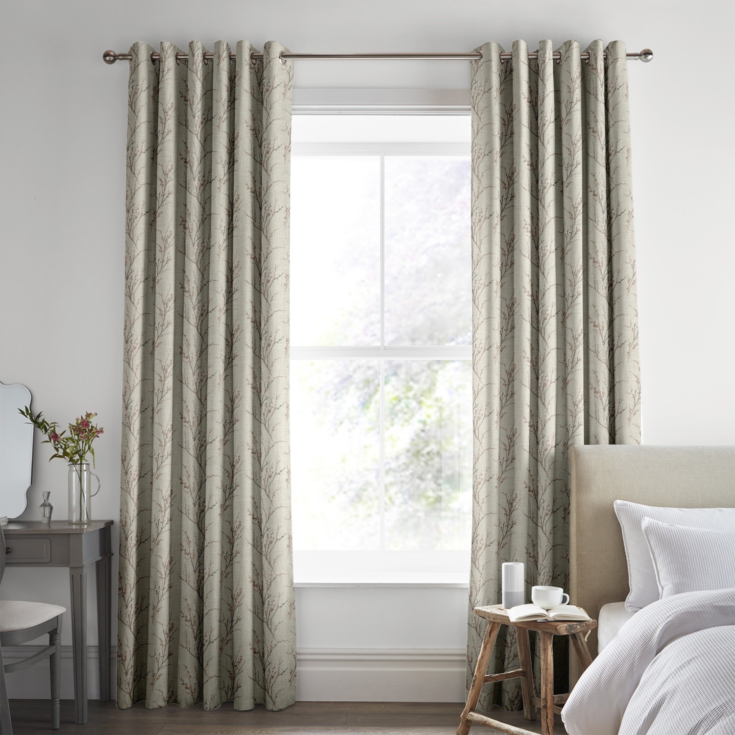 Laura Ashley Pussy Willow Embroidery Blush Curtain