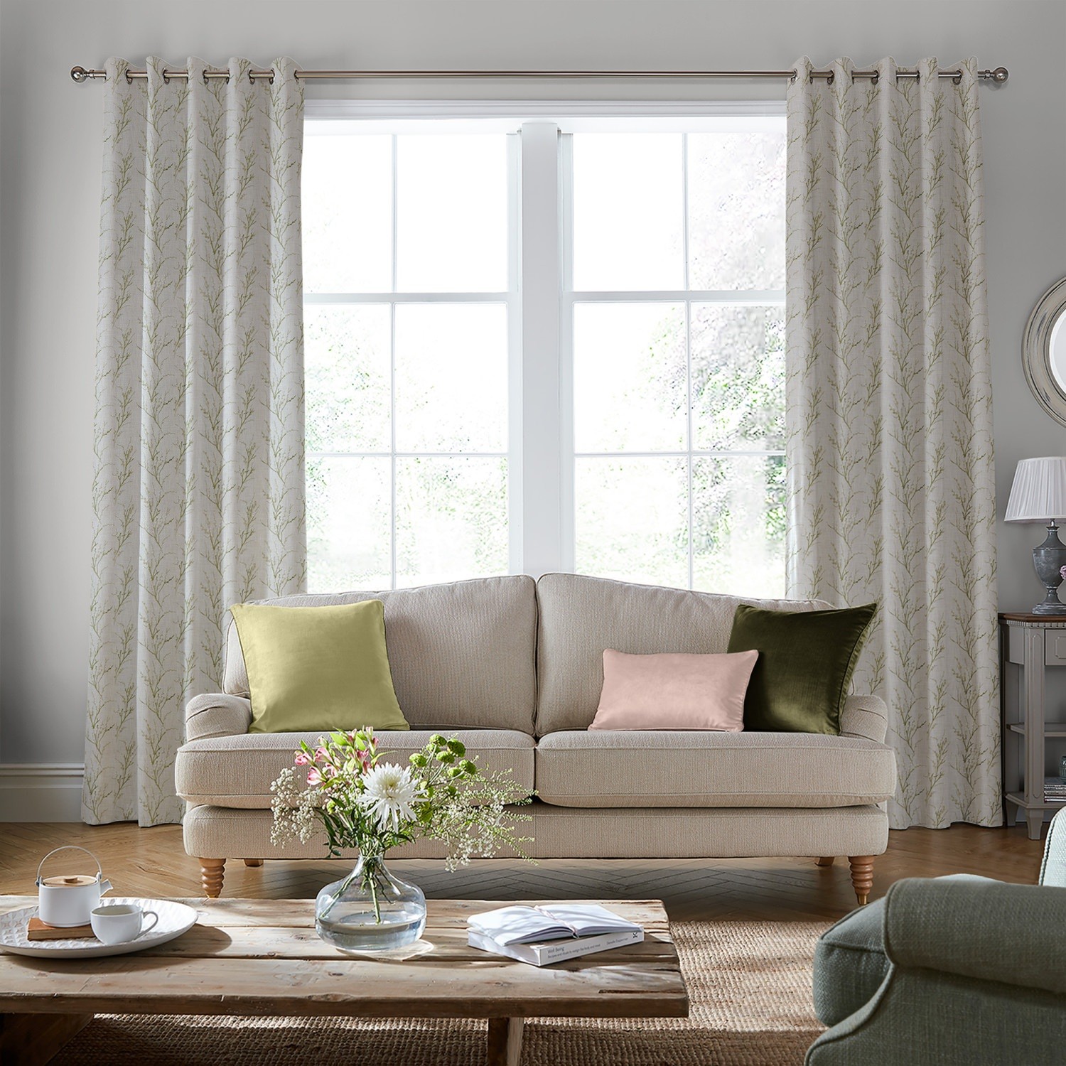 Laura Ashley Pussy Willow Embroidery Hedgerow Curtain
