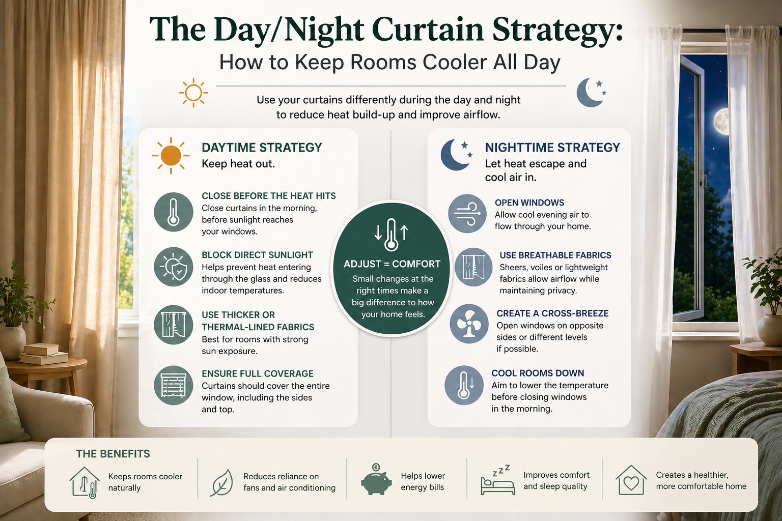 Night Curtain Strategy - How to Keep Rooms Cooler All Day