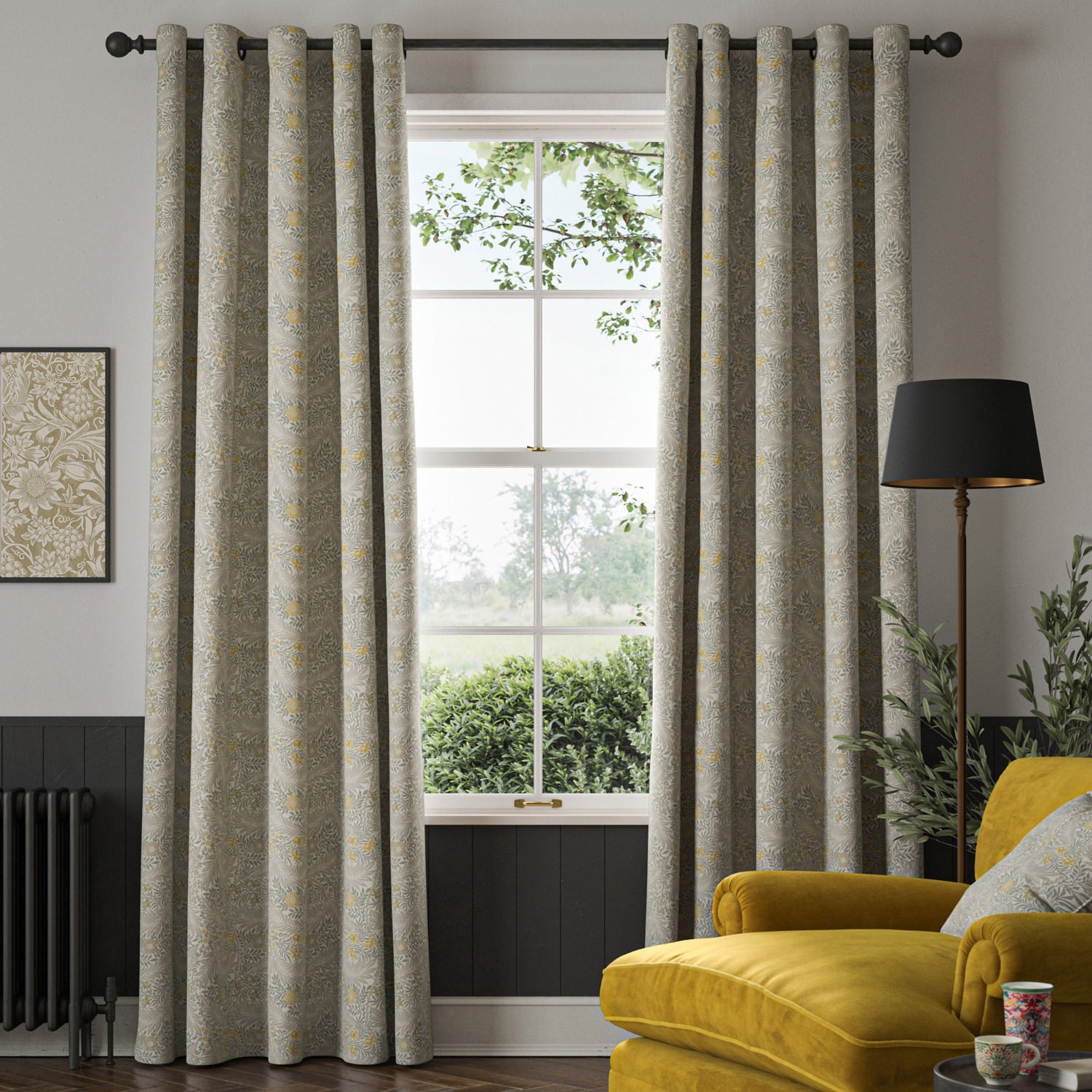 William Morris Larkspur Flint Curtains