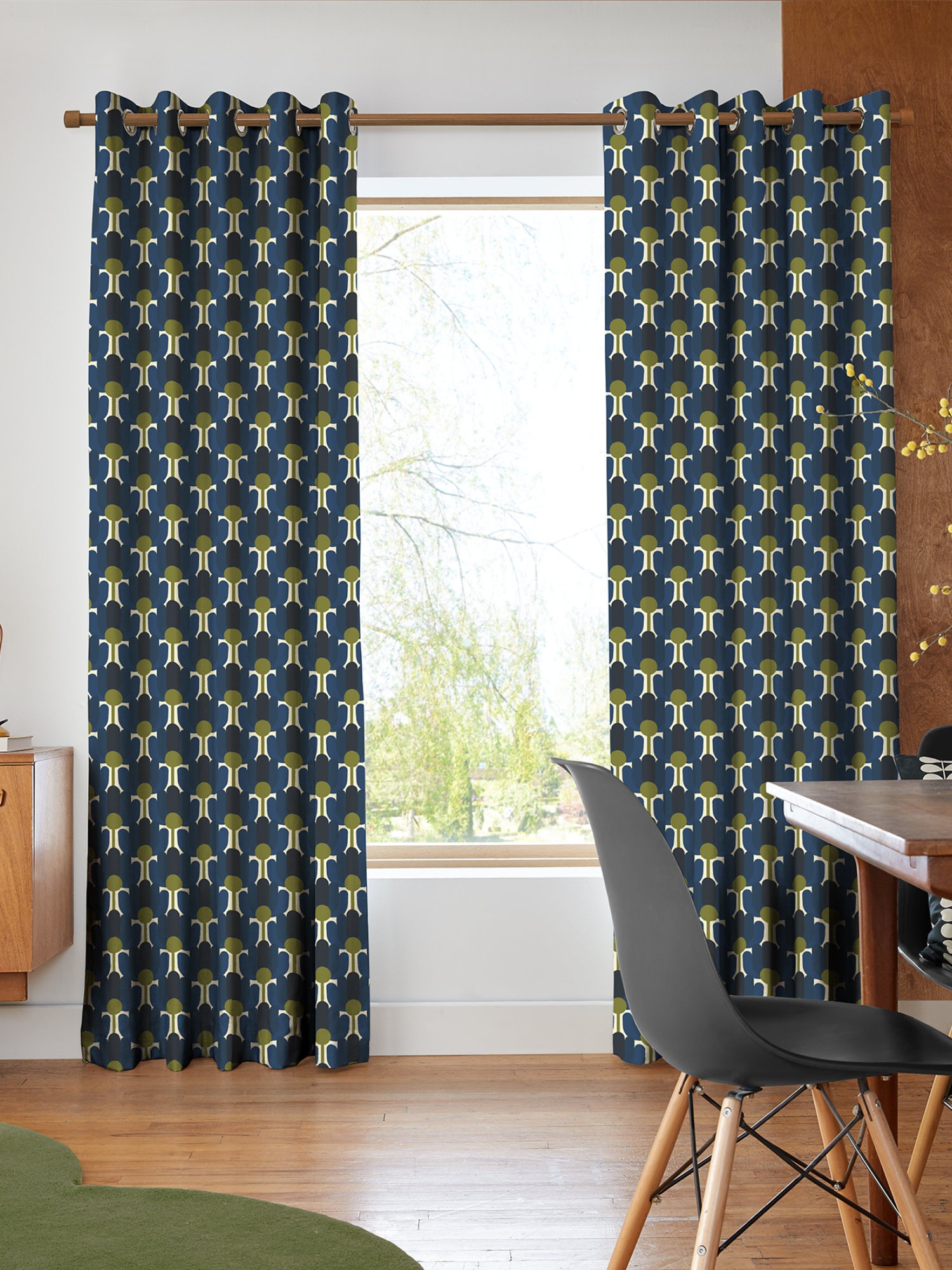 Orla Kiely Florida Navy Whale Curtains
