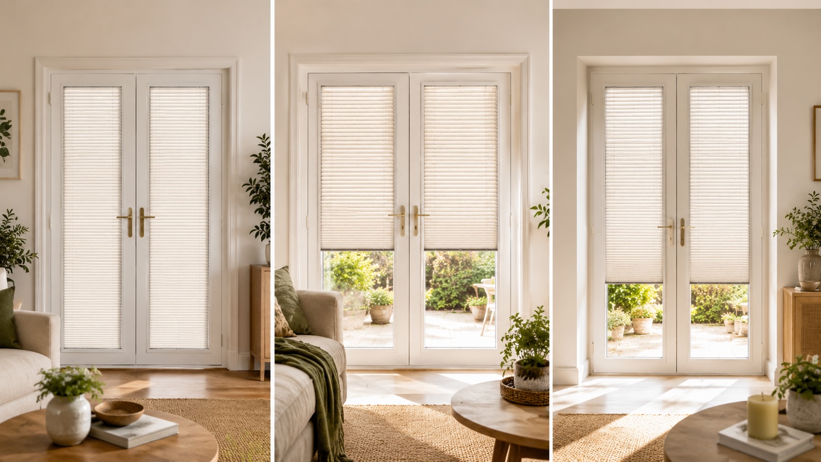 Click Fit, Stick Fit and Twist and Fit Blinds for French Doors