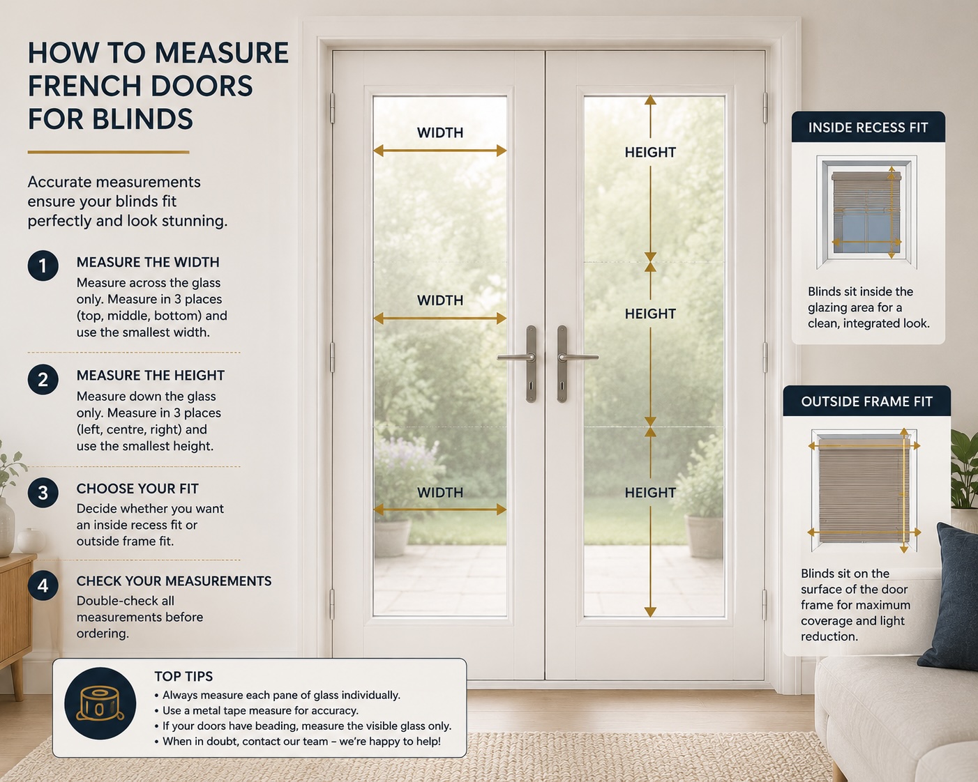 How to Measure French Doors for Blinds