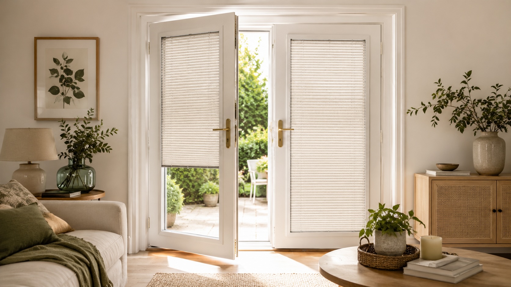 No Drill Blinds for French Doors