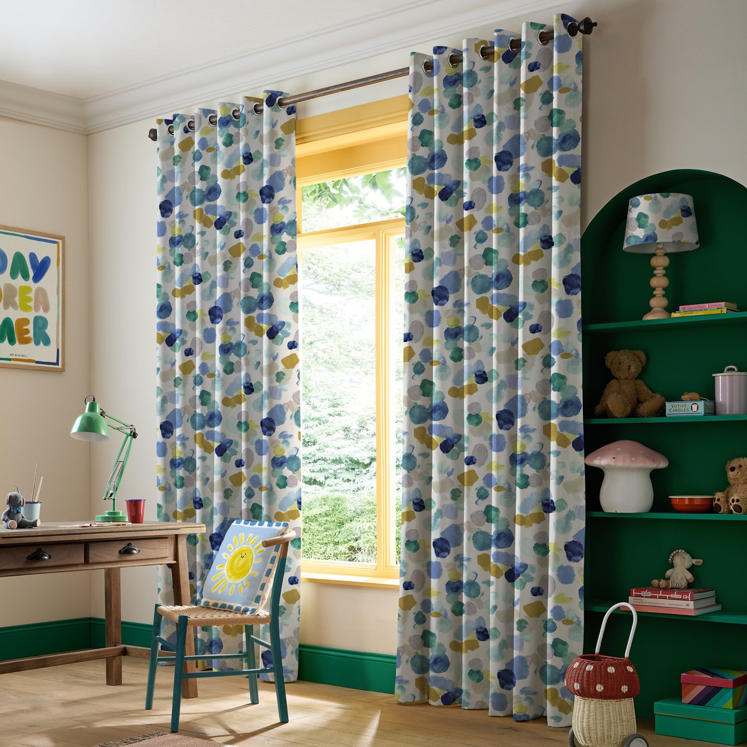 Bluebellgray Dreamer Cloud Blue Geometric Curtains