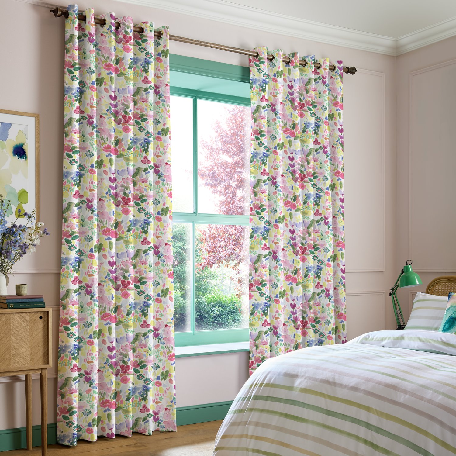 Bluebellgray Flora Cerise Red Floral Curtains