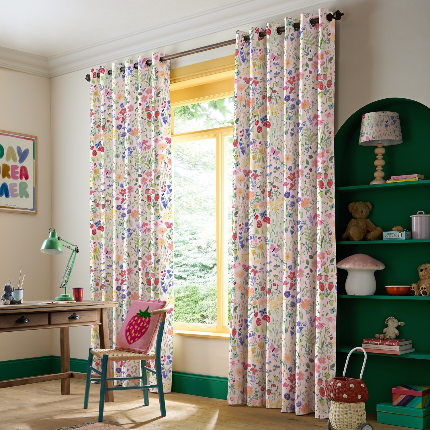 Bluebellgray Secret Garden Rose Pink Floral Curtains