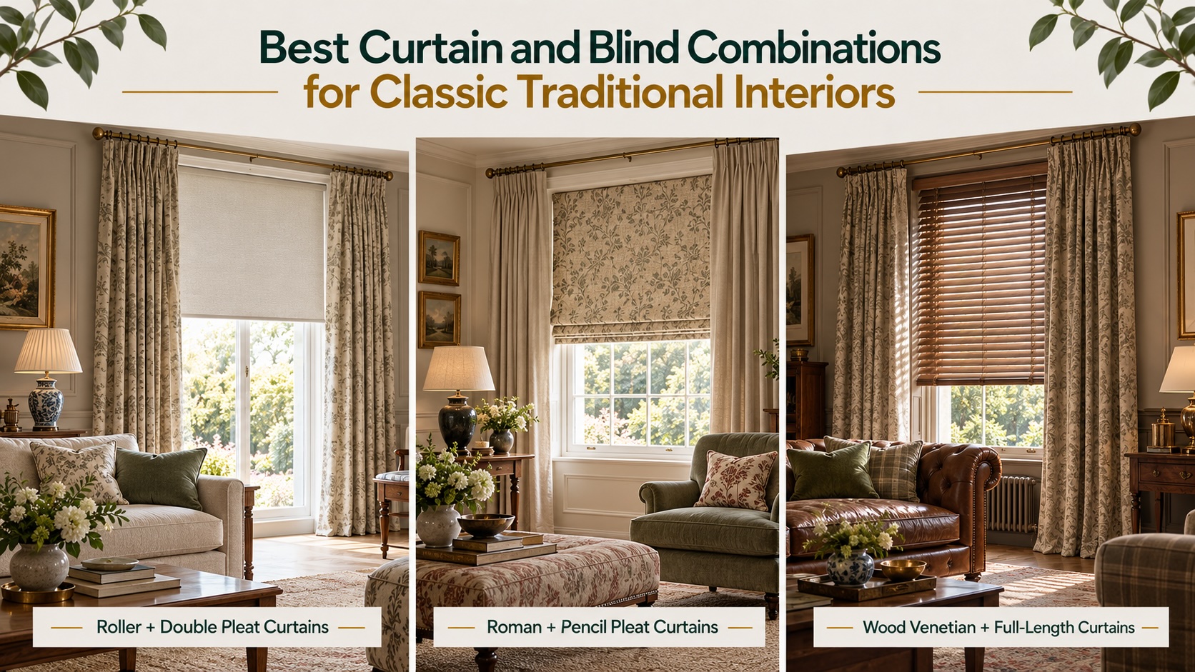 Best Curtain and Blind Combinations for Classic Traditional Interiors