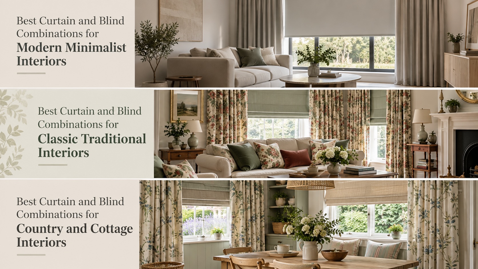 Best Curtain and Blind Combinations for Country and Cottage Interiors