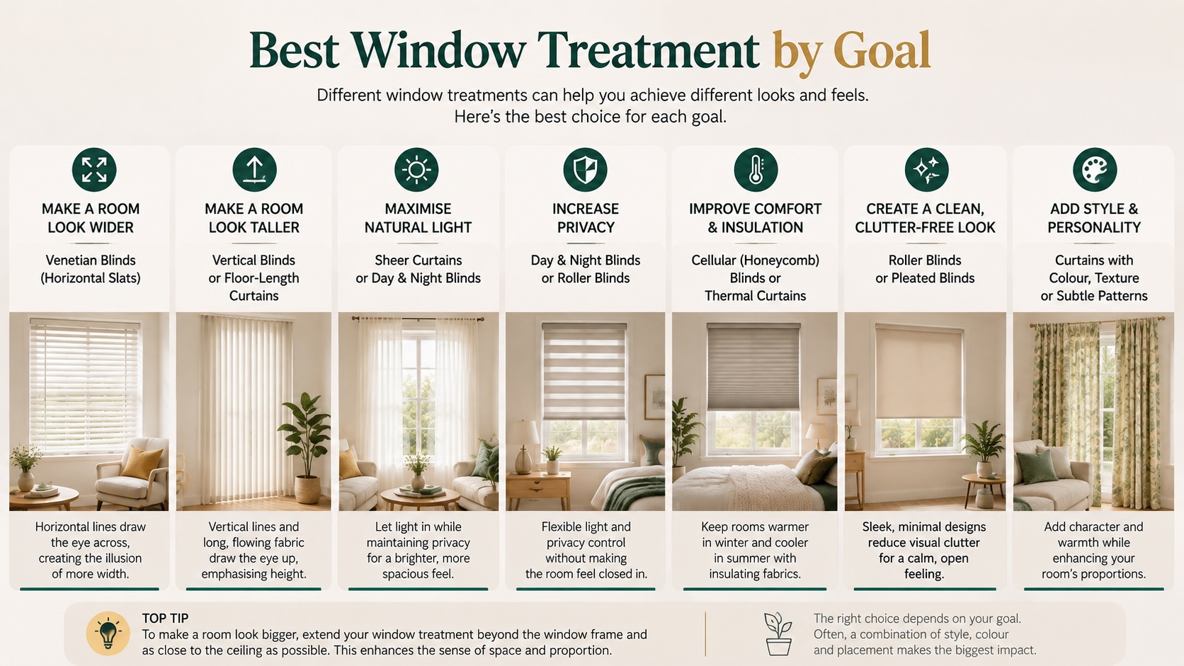 Best Window Treatment by Goal