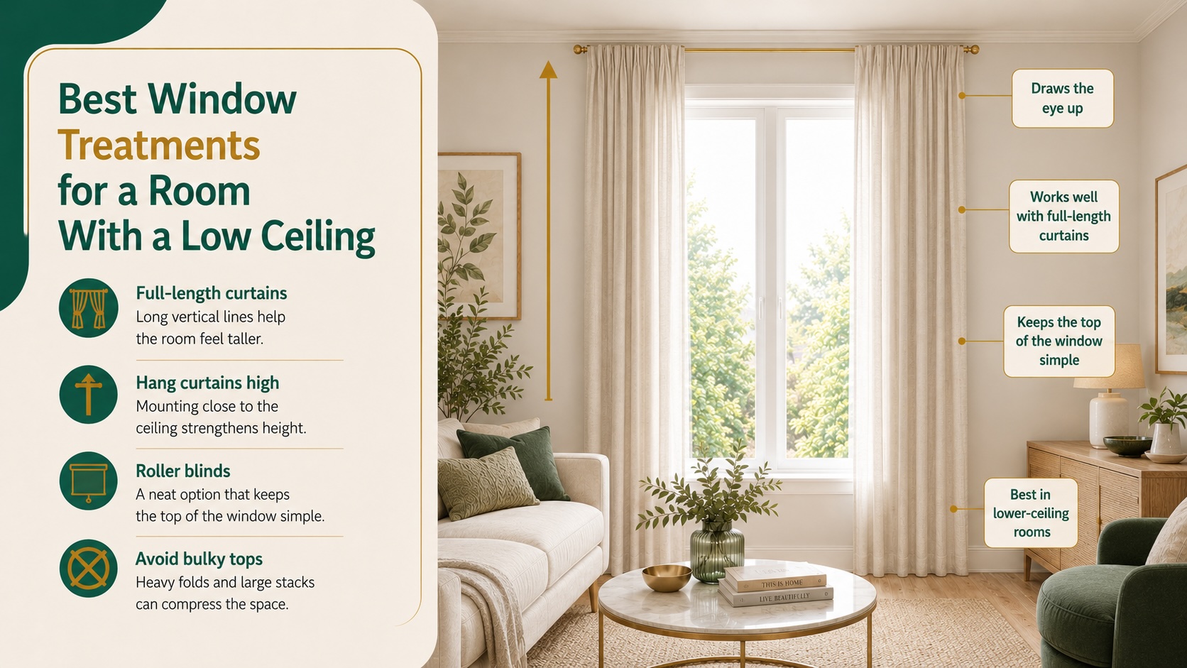 Best Window Treatments for a Room With a Low Ceiling