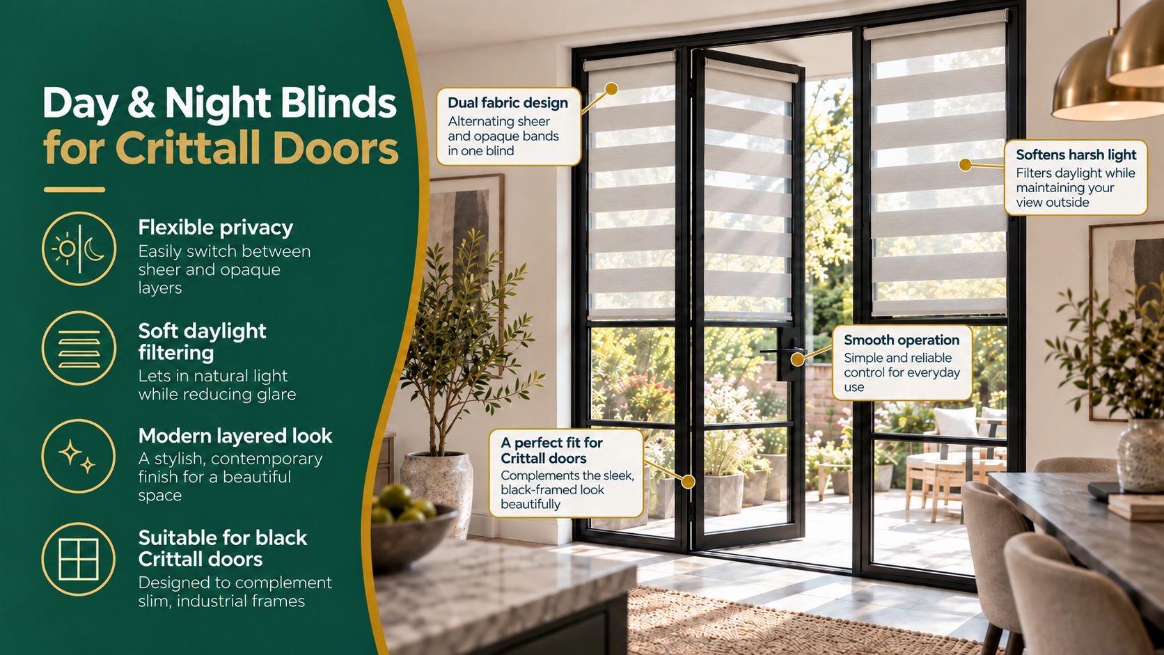 Day & Night Blinds for Crittall Doors