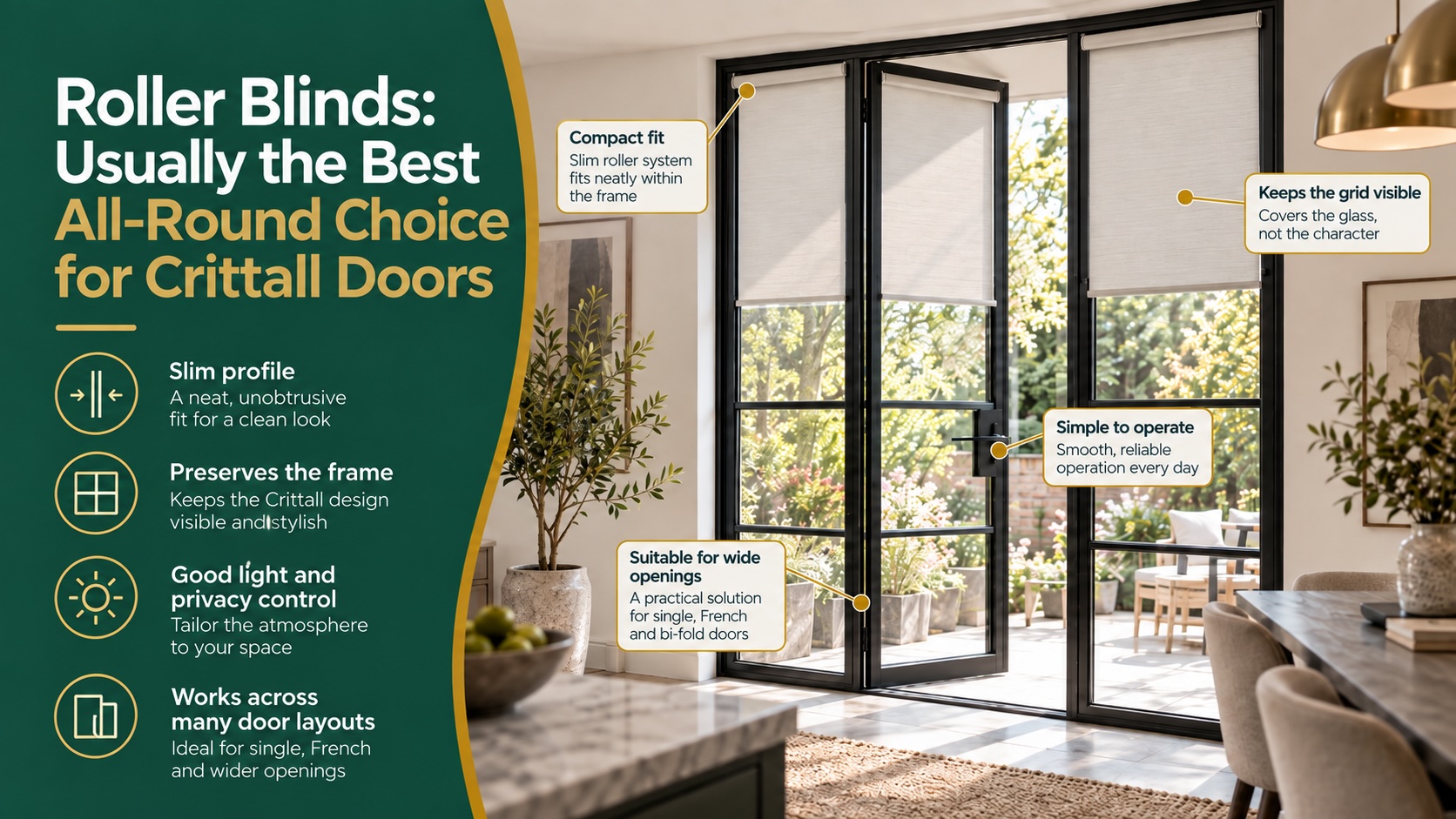Roller Blinds for Crittall Doors