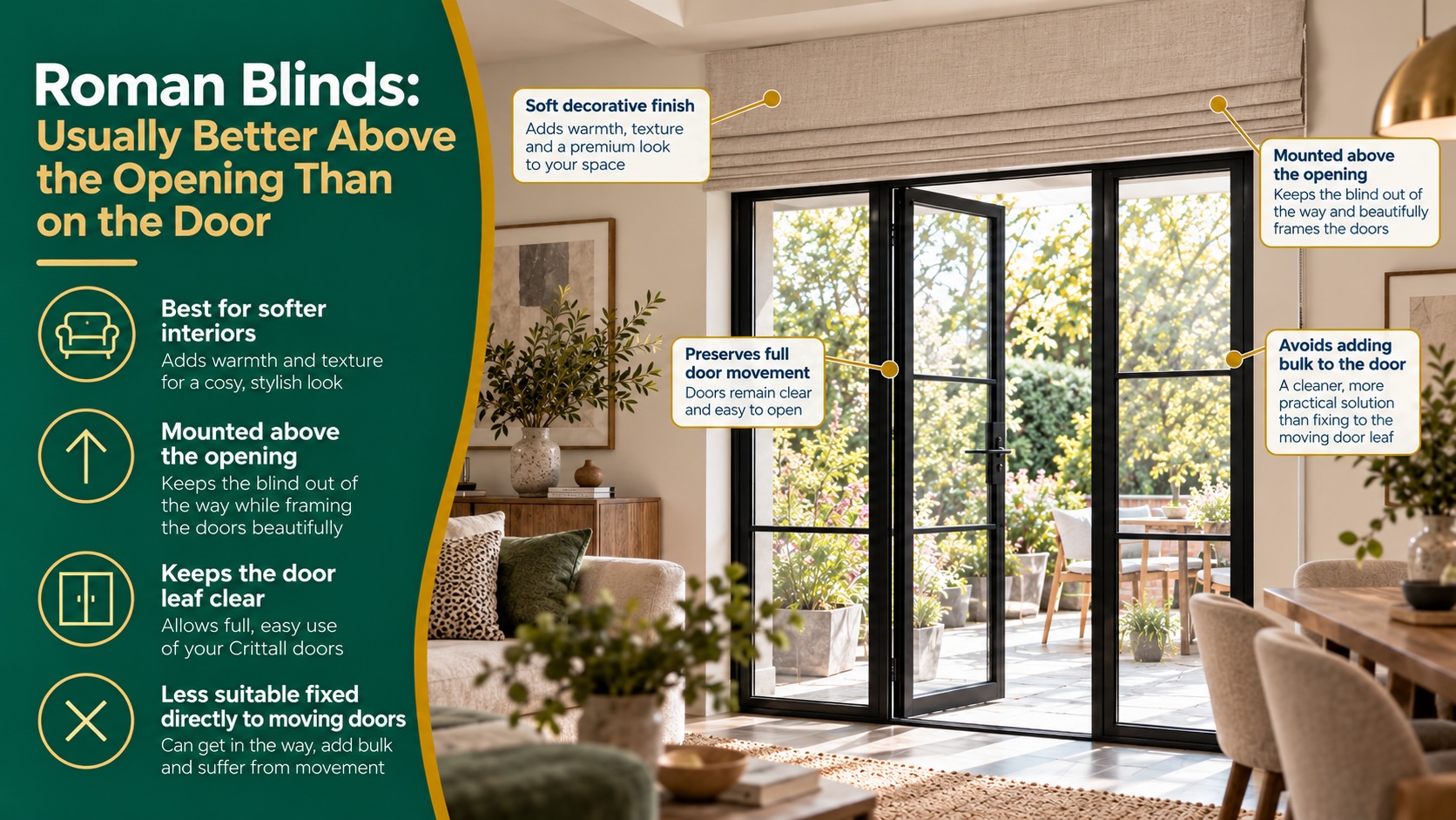 Roman Blinds for Crittall Doors