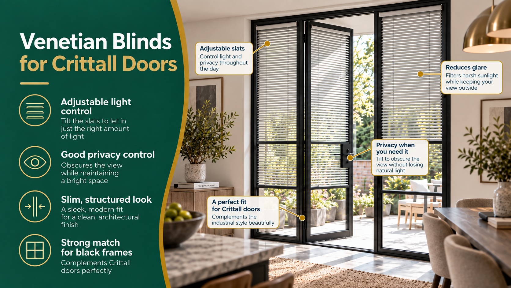 Venetian Blinds for Crittall Doors