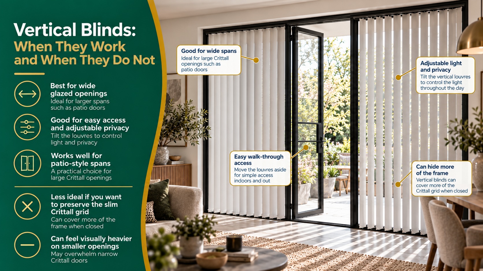 Vertical Blinds for Crittall Doors