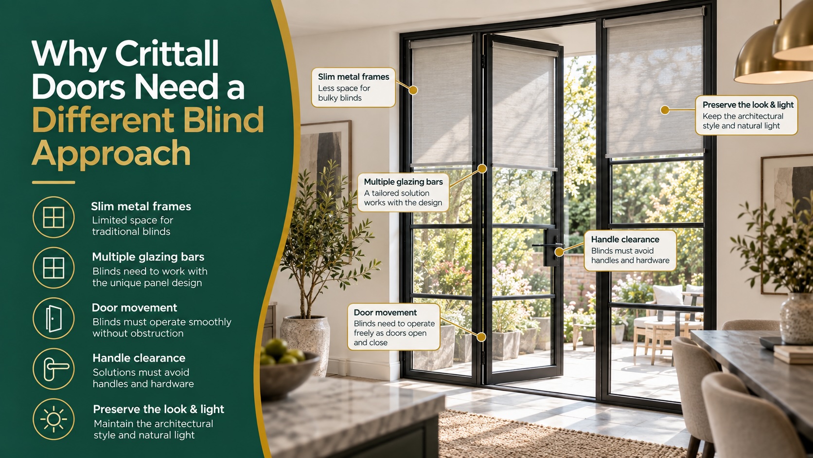 Why Crittall Doors Need a Different Blind Approach