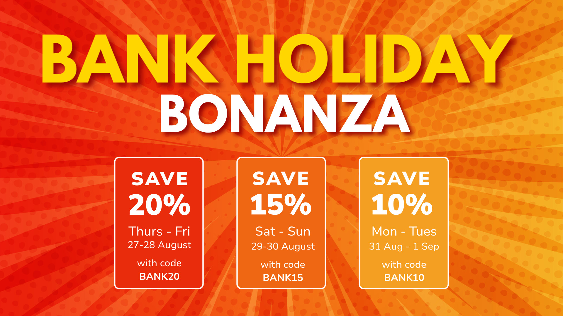 BANK HOLIDAY WATERFALL 20%
