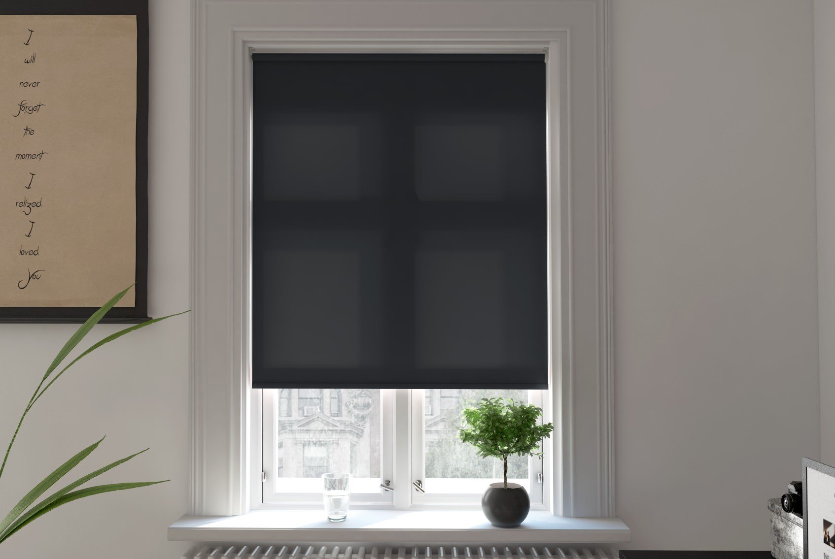 Catania Coal  XL Mains Electric Roller Blind