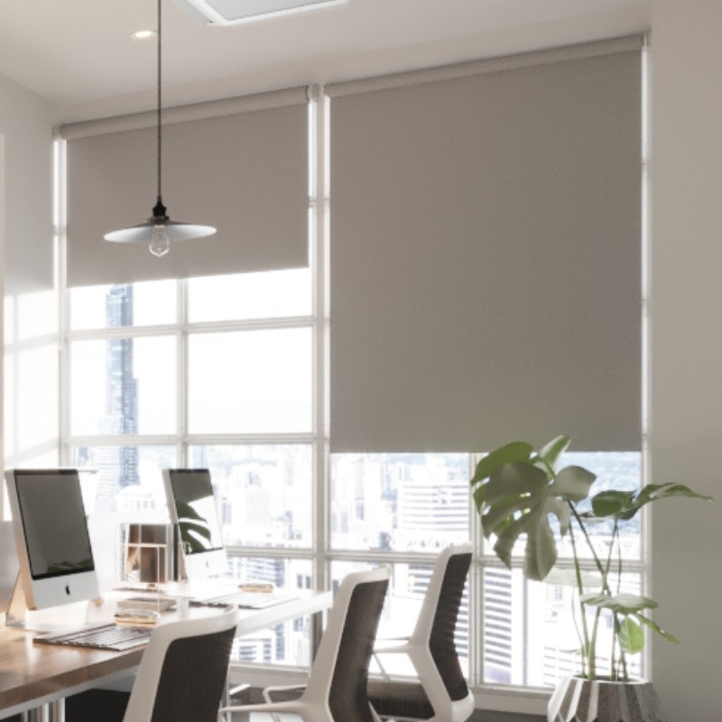 Commercial FR Reflect Ash Cordless Roller Blind