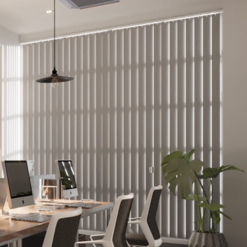 Commercial FR Ash Blackout Vertical Blind