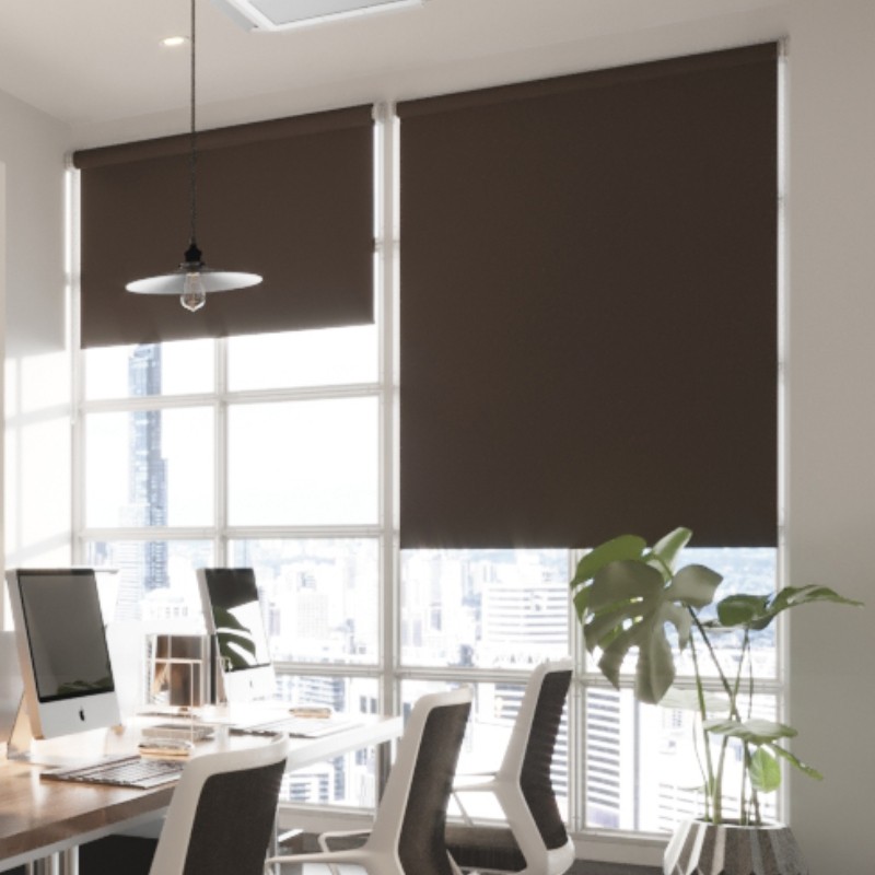Commercial FR Blackout Chocolate Roller Blind