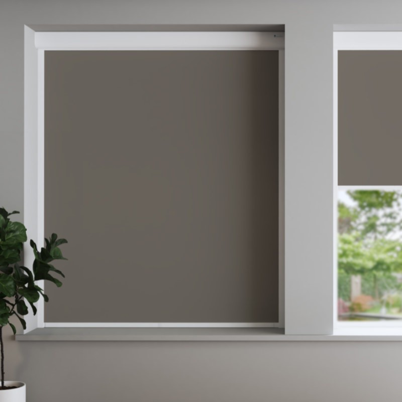 Bosa Taupe White Back Blackout Cassette Battery / Solar Blind