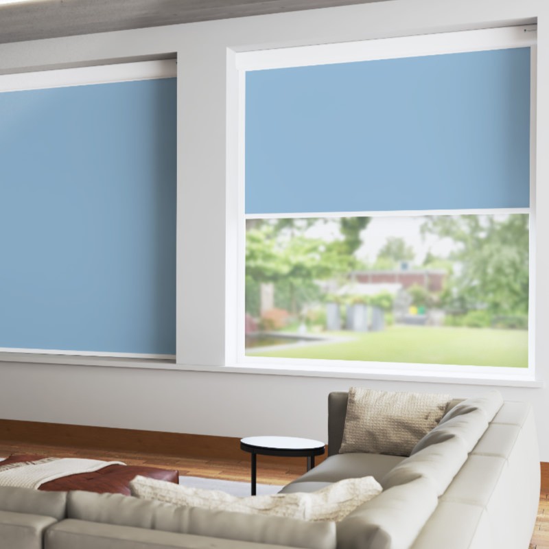 Bosa Cool Blue White Back Blackout XL Cassette Mains Electric Blind