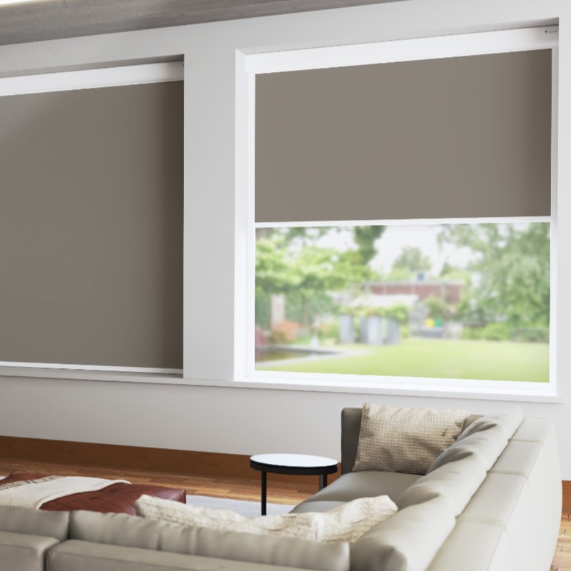Bosa Taupe White Back Blackout XL Cassette Mains Electric Blind