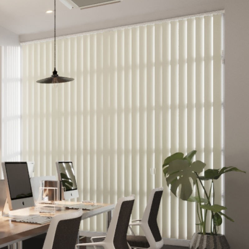 Commercial FR Cream Blackout Cordless Vertical Blind