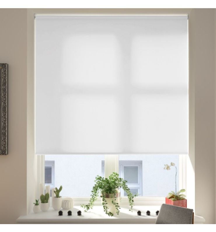 Saturn Pure White Dimout Roller Blind