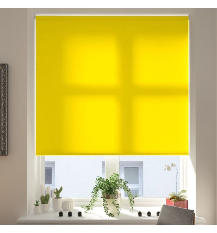Saturn Spectra Yellow Dimout Roller Blind