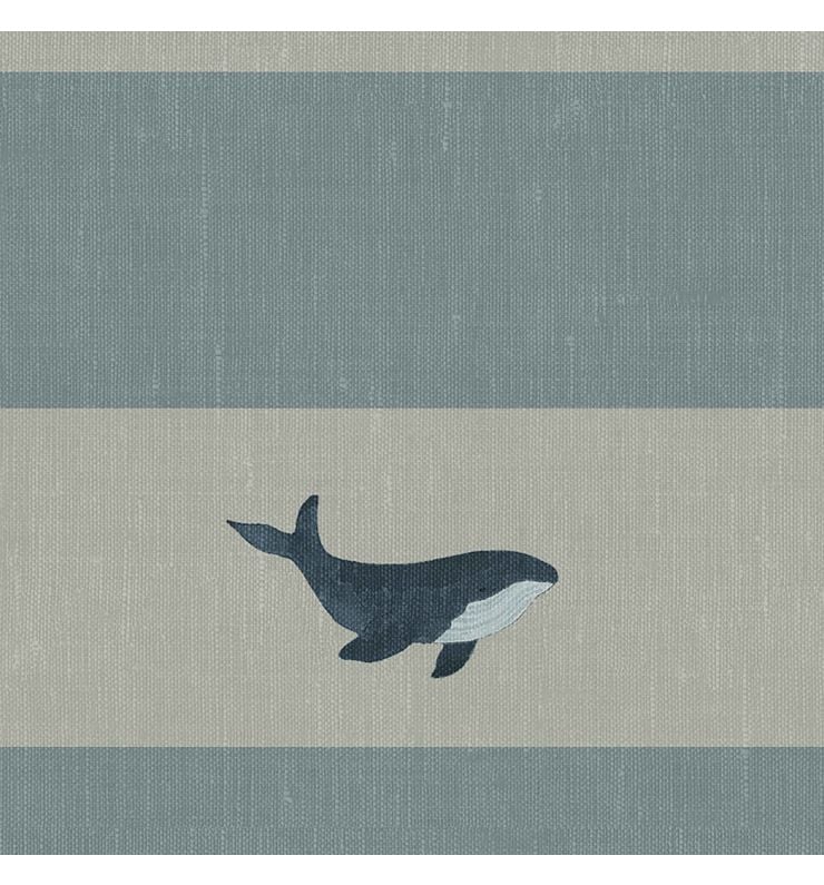 Sophie Allport Whale Stripe Deep Duckegg Roman Blind