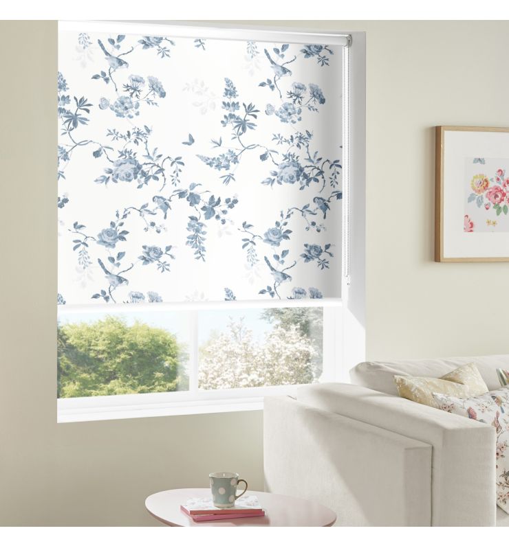 Cath Kidston Birds and Roses Blue Dimout Roller Blind