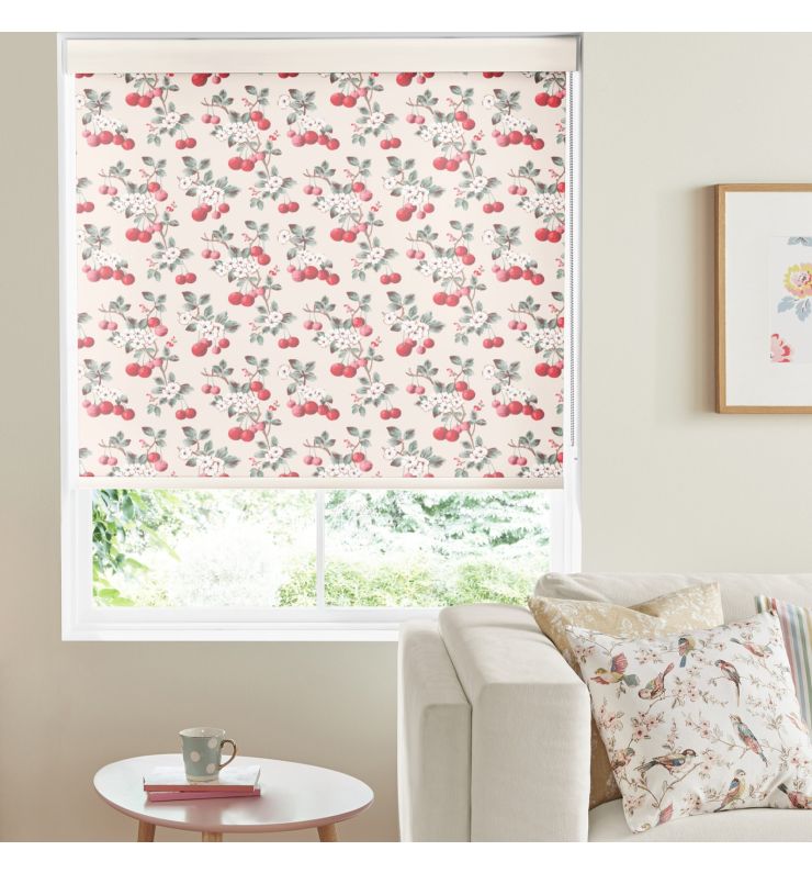 Cherry Sprig Red Dimout Roller Blind