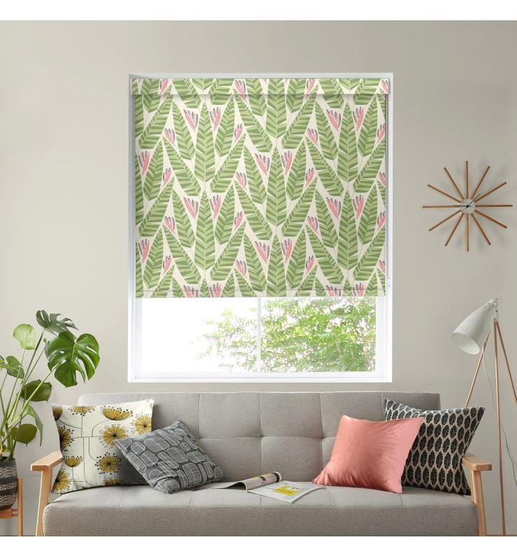 Jungle Palm Dimout Roller Blind