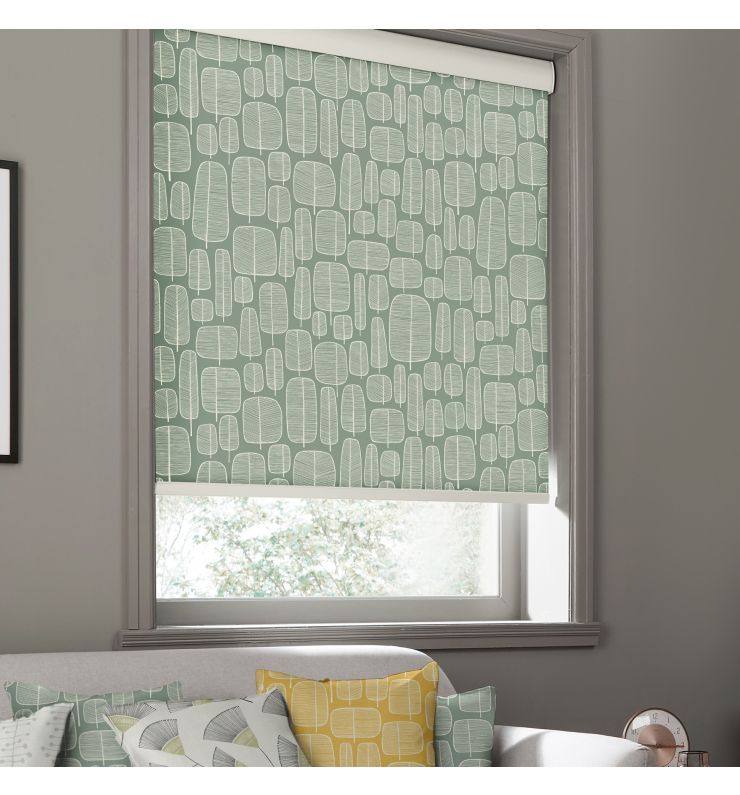 Little Trees English Grey Dimout Roller Blind