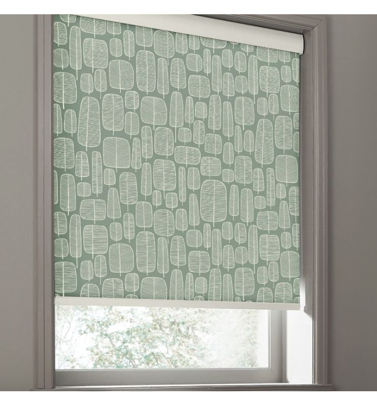 MissPrint Little Trees English Grey Dimout Roller Blind