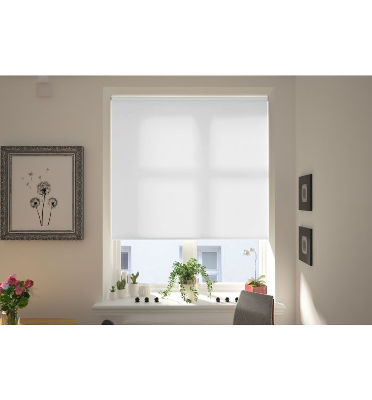 Saturn Pure White Dimout Roller Blind