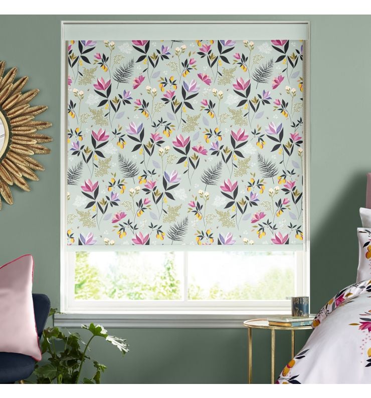 Orchard Floral Duckegg Dimout Roller Blind