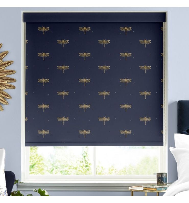 Dragonfly Navy Dimout Roller Blind