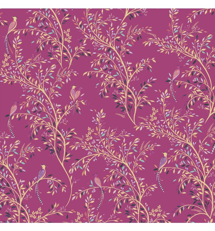 Birds of Paradise Fuchsia Dimout Roller Blind