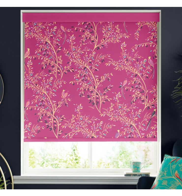 Birds of Paradise Fuchsia Dimout Roller Blind