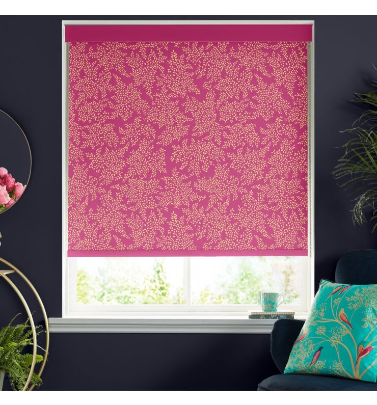Little Leaves Fuchsia Dimout Roller Blind