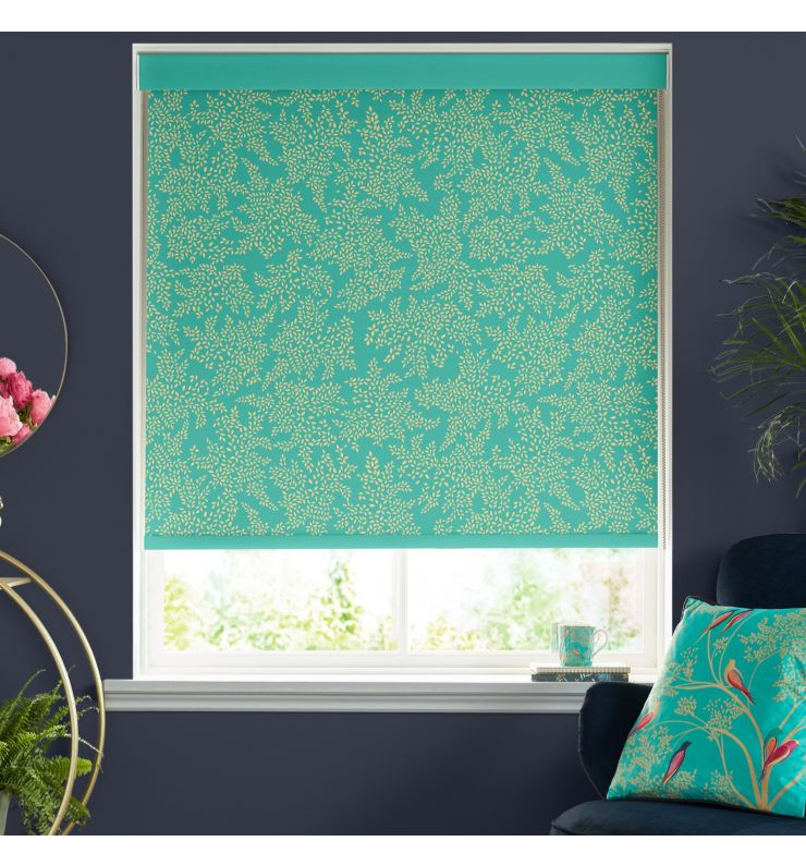 Little Leaves Green Dimout Roller Blind