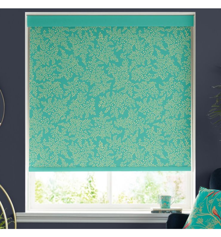 Little Leaves Green Dimout Roller Blind