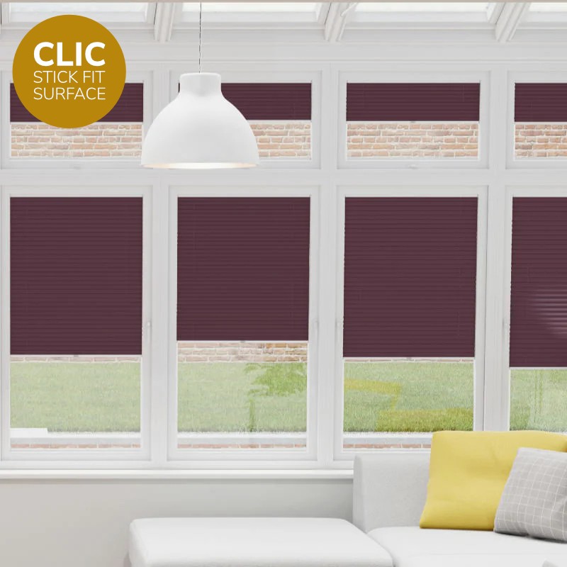 Clic Stick Fit Surface Aubergine Honeycomb Blackout Blind