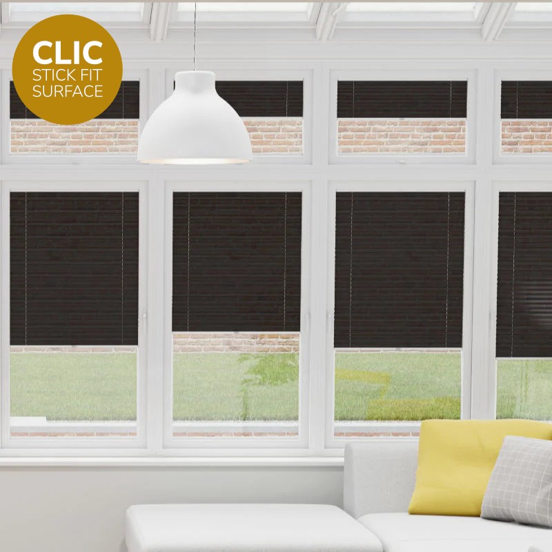Clic Stick Fit Surface Black Pleated Blind